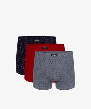 Трусы мужские боксеры (3шт), Atlantic 3MH-025/11,  темно-синие + красные + серые