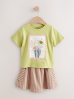 Футболка и юбка в комплекте для девочки Next AG9-822, Розовый, Салатовый