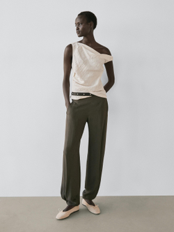 Massimo Dutti Асимметричный топ, бежевый