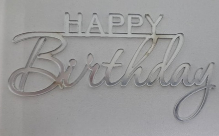 Топпер без шпажки, серебро «Happy Birthday»,10*4 см