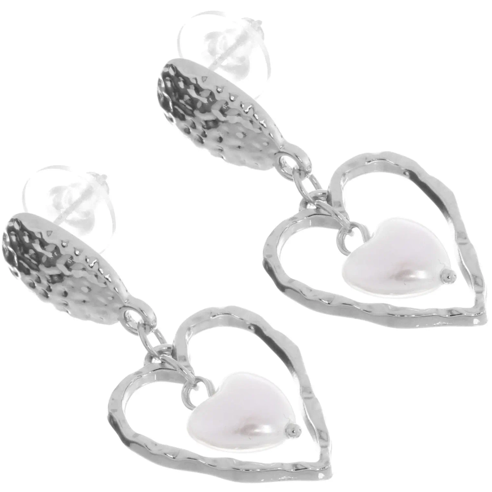 Серьги «ЭЛЛОДИ», сердечки, цвет золото и серебро, 3,5*3,5см