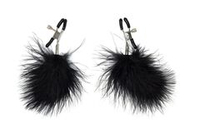 Зажимы на соски с черным пухом Euphoric