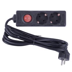 S-GCU2-3B BLACK Удлинитель серии Ultra. шнур 3м.. 2 гнезда. 16A. с-з. Черный. TM Uniel