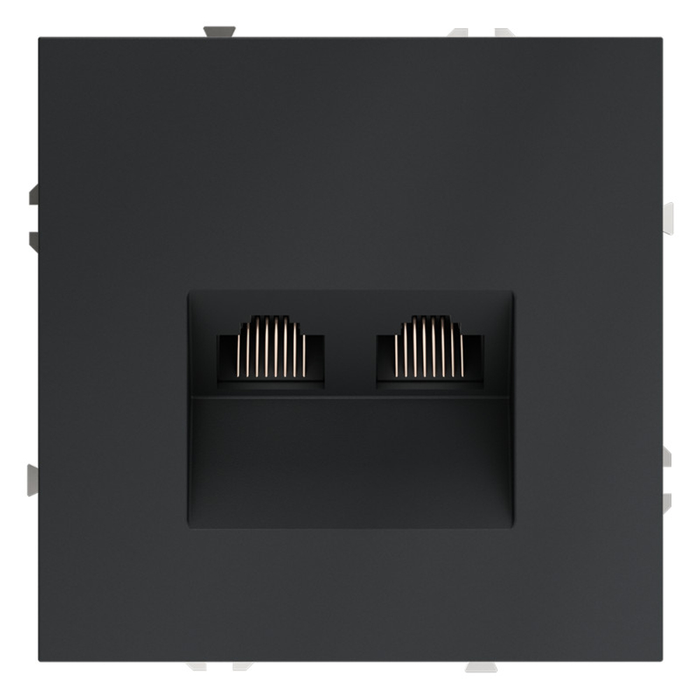 Розетка компьютерная встраиваемая VOLTUM S70 двойная RJ45+RJ45 кат.6, (графит)