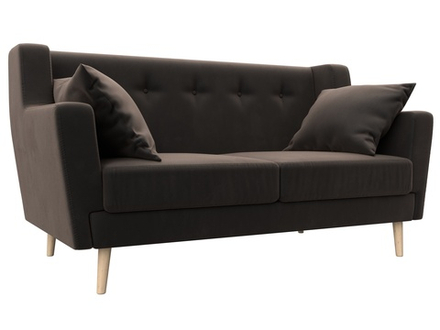 Диван кухонный прямой Брайтон 2, SEVEN 727 коричневый, Велюр, 108918