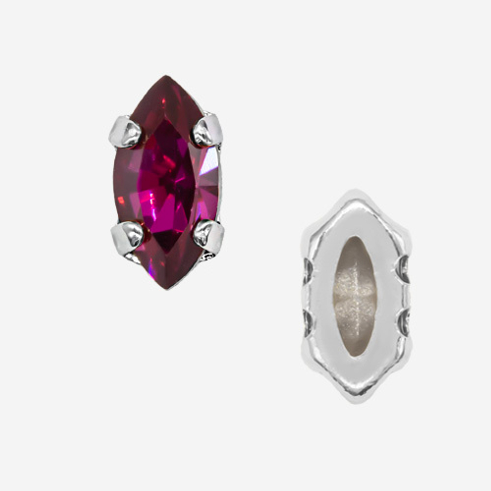 Кристалл Маркиз (Marquise Fancy Stone) в цапах, оттенок "Fuchsia", 8*4мм, родирование