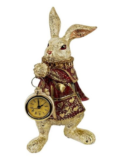 Кролик с часами в красном 13*14*30см полирезин