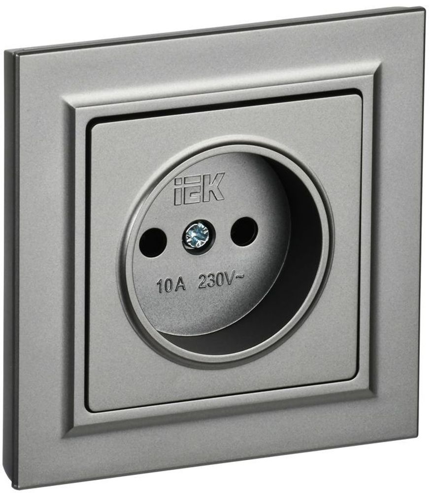 Розетка СП BRITE РСР10-1-0-БрС 10А в сборе без заземл. без защ. шторок сталь IEK BR-R10-10-K46-F Розетка СП BRITE РСР10-1-0-БрС 10А в сборе без заземл. без защ. шторок сталь IEK BR-R10-10-K46-F