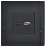 FORTE&PIANO Розетка USB A+C 18Вт FP151 черный IEK