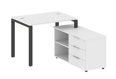 Стол офисный на металлический опорах П  с тумбой , столешница 22 мм . Эффект парящий 1500х700х750