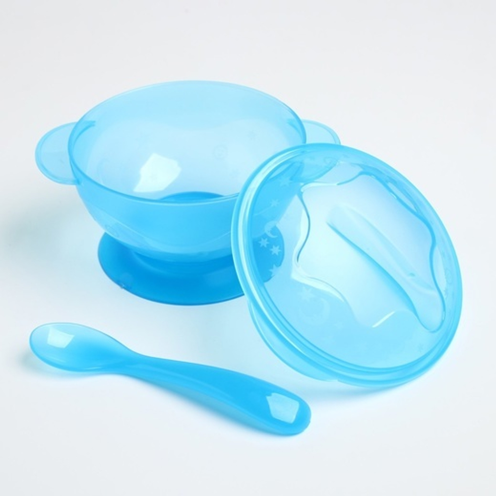 3278990 Набор детской посуды, 3 предмета: миска на присоске 330 мл, крышка, ложка, от 5 мес., ц