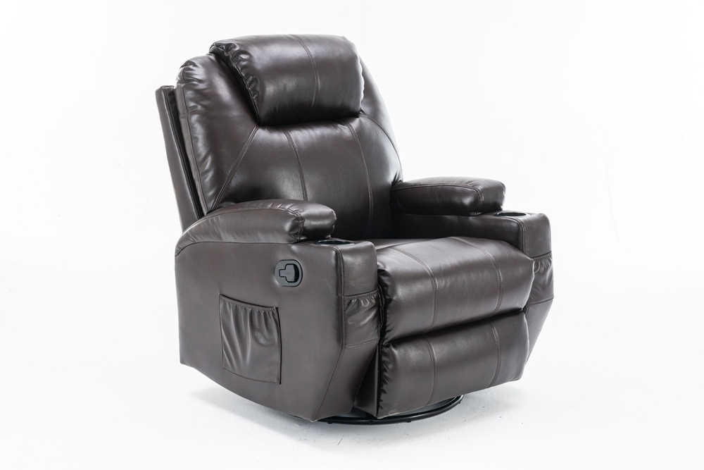 Кресло реклайнер  (массаж, подогрев, вращение, качание и раскладывание) 5 в 1 — Brown