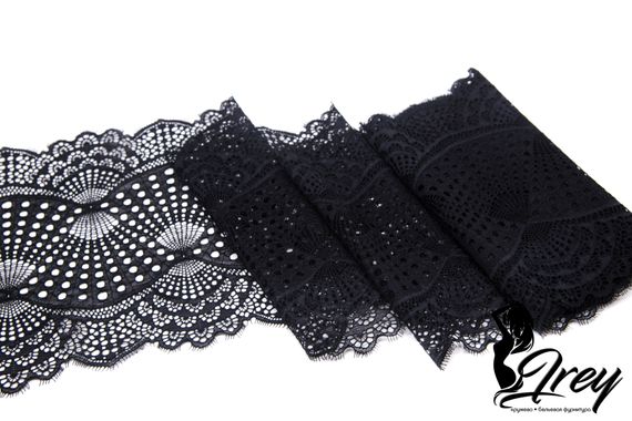 03-167 Кружево эластичное 22 см, черный 170