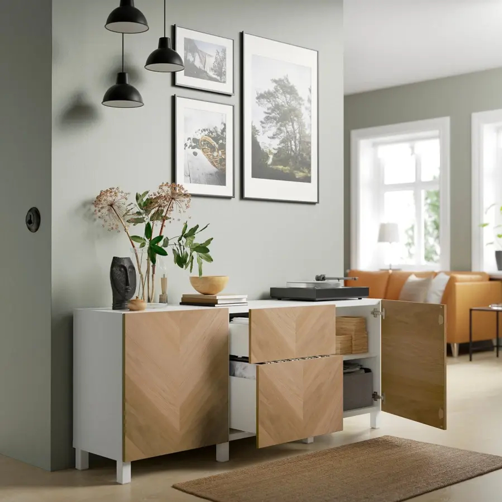 Комбинация для хранения - IKEA BESTÅ/ БЕСТО ИКЕА, 180x42x74 см, коричневый,