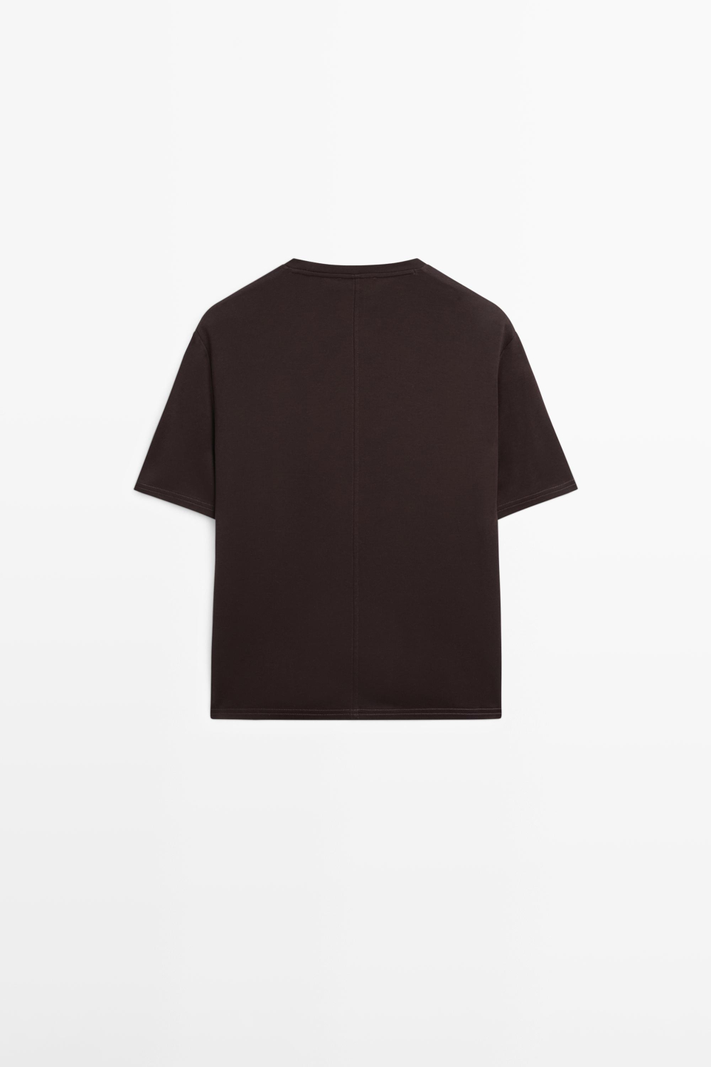 Massimo Dutti Футболка из 100% хлопка с короткими рукавами, коричневый