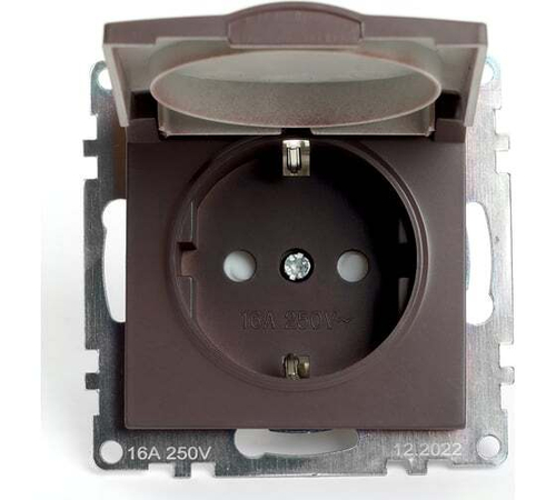 STEKKER Катрин Розетка мех. СУ 1 мест. 16А земля крышка с защитной шторкой шоколад GLS16-7112-04