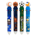 Ручка шариковая, автоматическая, 10в1, Basir, серия "Спорт", 10-ти цветная, с резиновой фигуркой, 36 шт