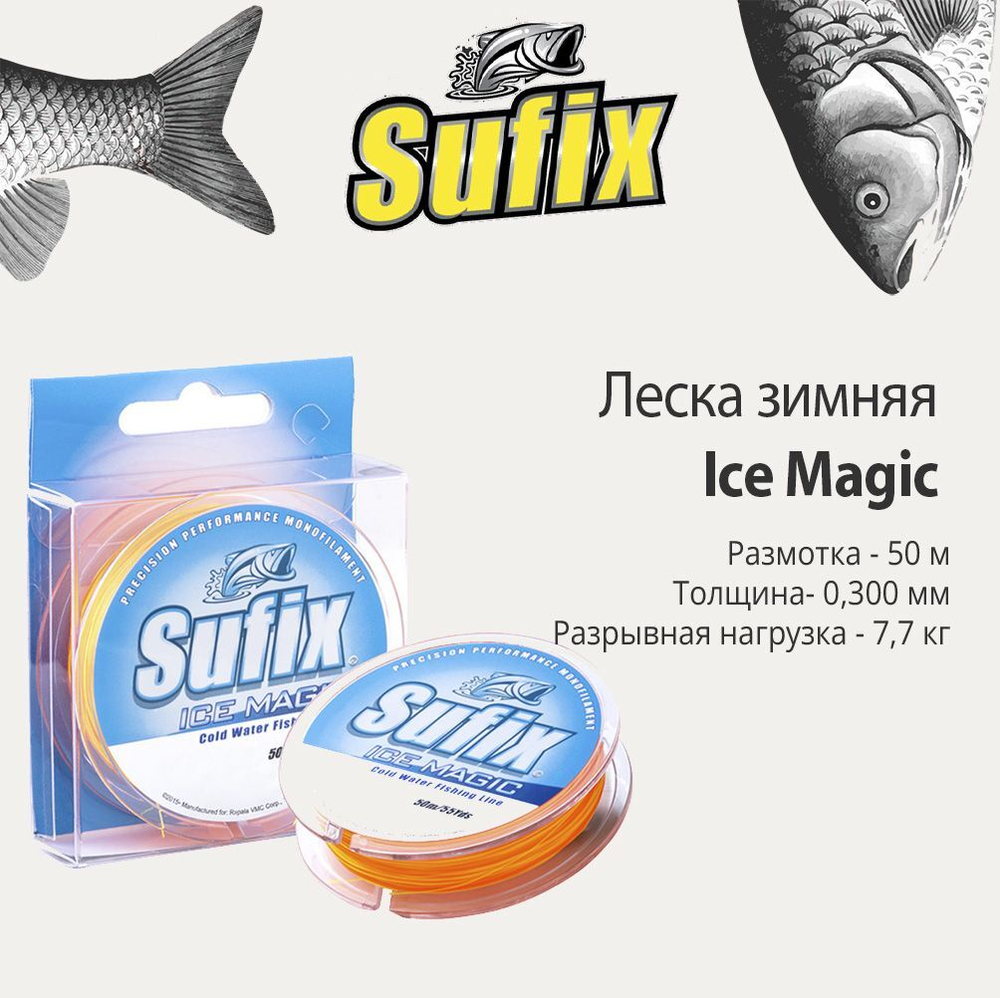 Леска зимняя Ice Magic 50 м бело-розовая 0,300 мм 7,7 кг