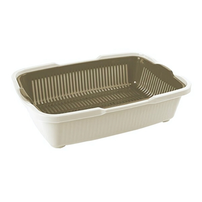 Туалет для кошек большой с сеткой молочно-кофейный