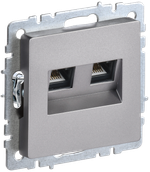 BRITE Розетка компьютерная двойная RJ45 кат.6 РК11-2-БрС сталь IEK