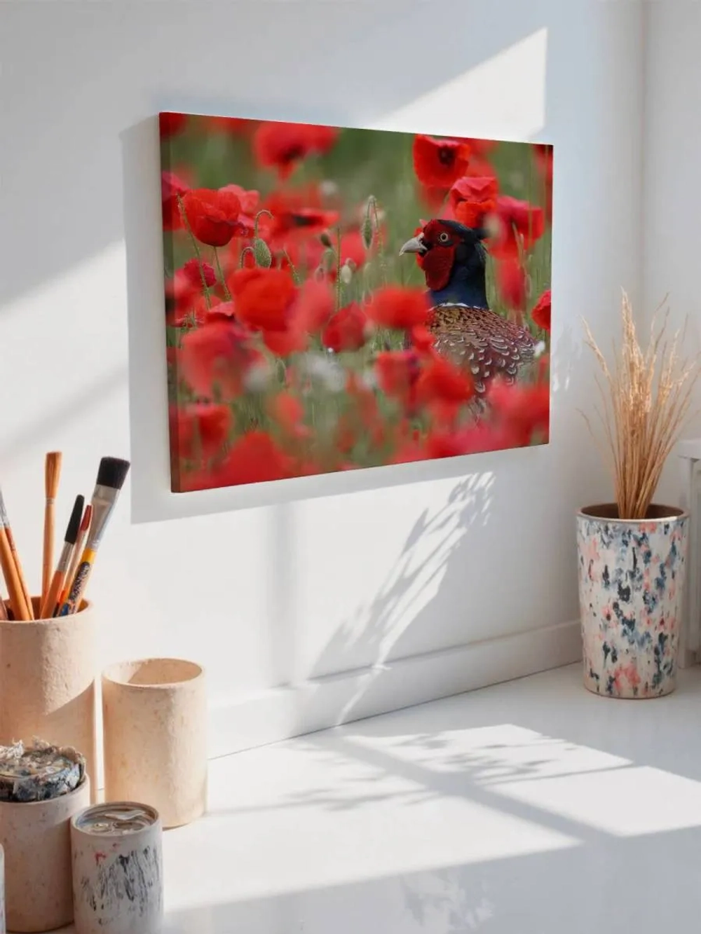 Картина на стену 40 X 50 Маки и птица