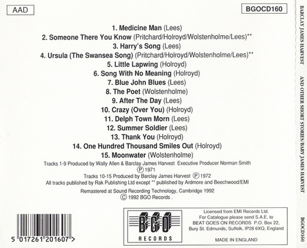 Barclay James Harvest / ...And Other Short Stories + Baby James Harvest (CD)