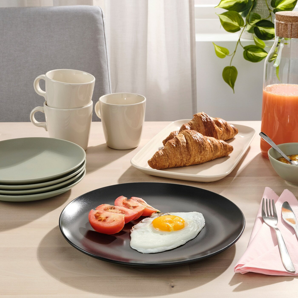 IKEA FÄRGKLAR  (ИКЕА ФÄРГКЛАР)  -  Тарелка, матовая темно-серая, 26 см