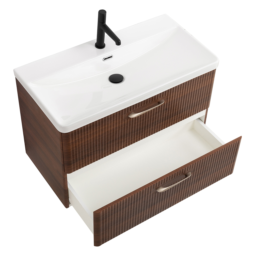 Подвесная тумба с раковиной Belbagno DUE, 80 см Noce DUE-800-2C-SO-NOCE-P + BB-8076-3-80