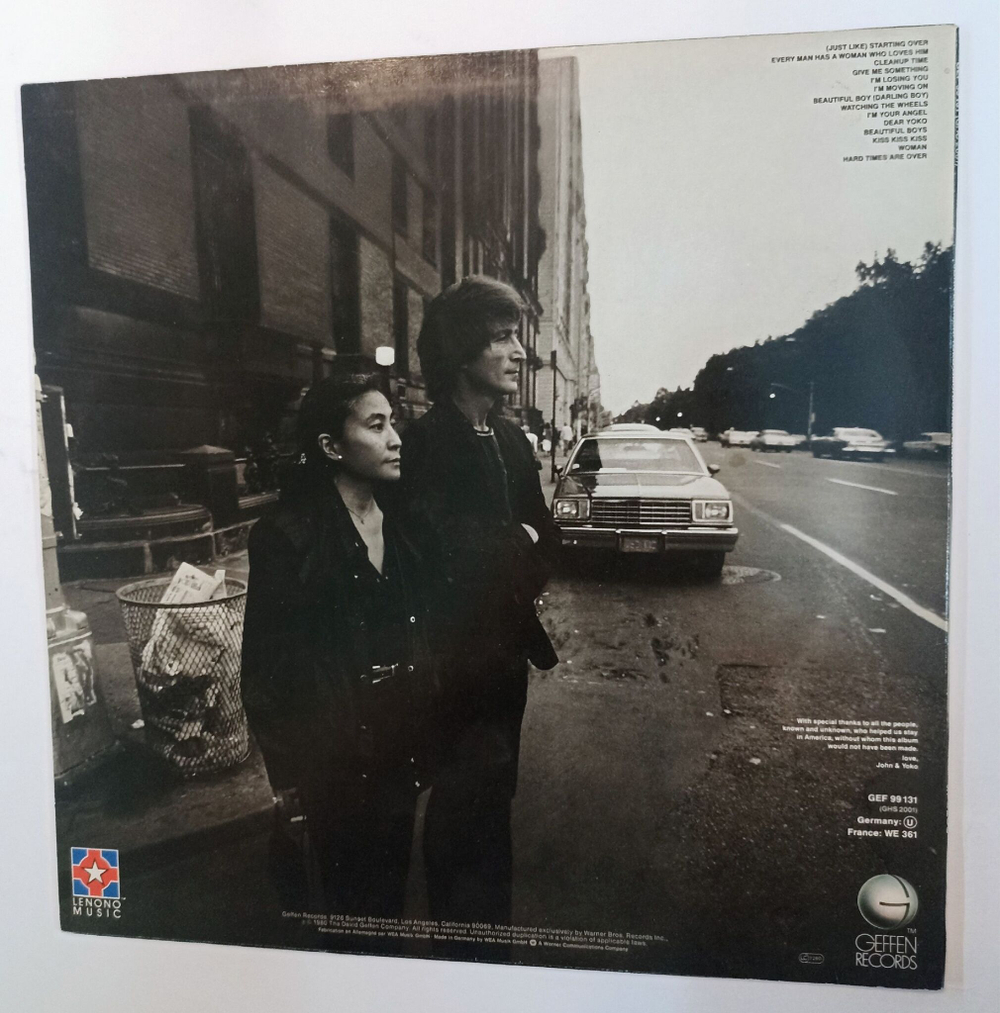 Винтажная виниловая пластинка John Lennon Yoko Ono Double Fantasy (Germany 1980)