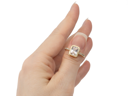 Перстень с прямоугольным кристаллом 11мм, разъемное