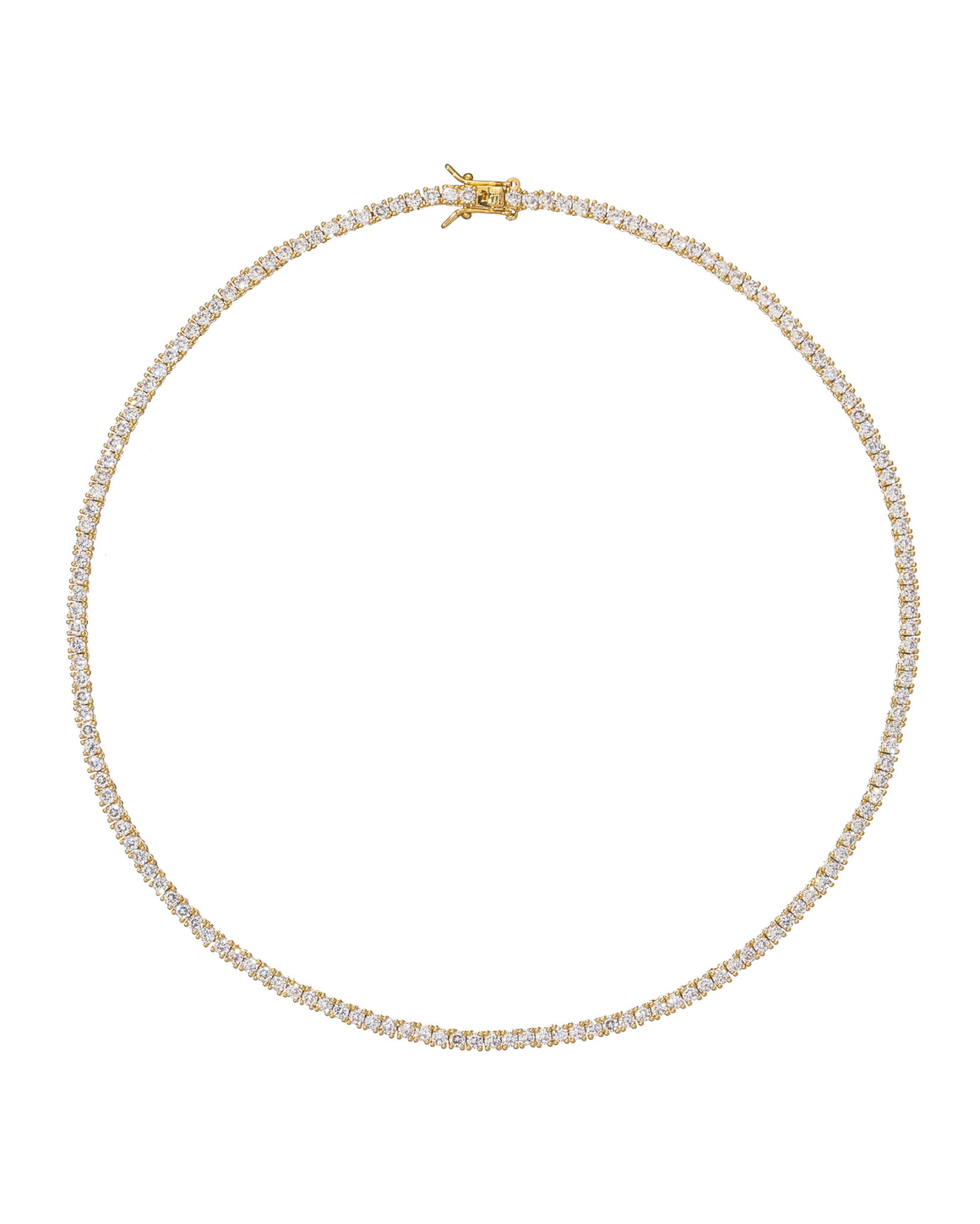 Колье полоса белых цирконов, серебро с золочением