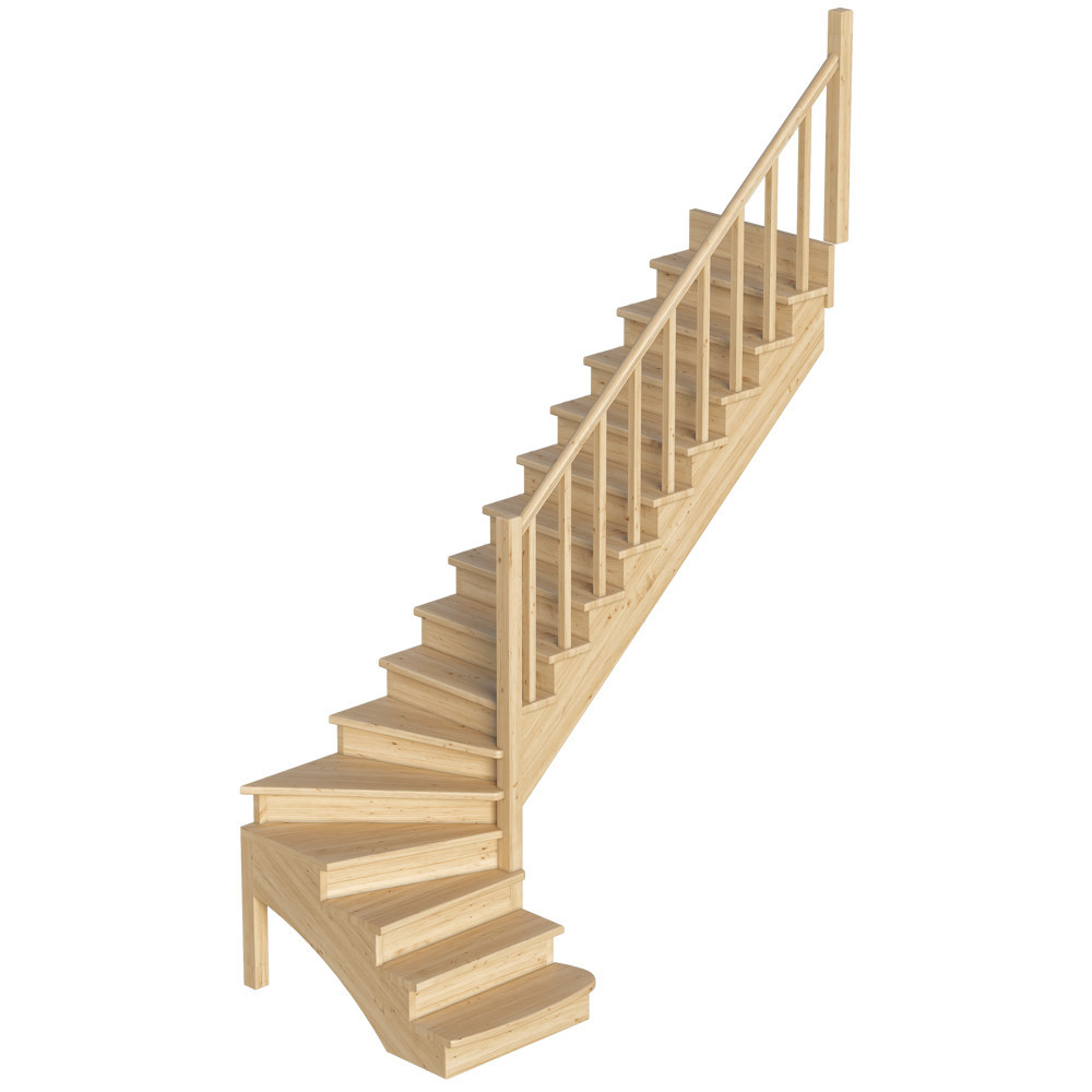 Лестница на второй этаж К-001м/3 Правая c подступенками