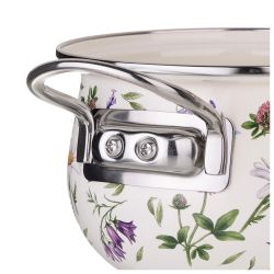 КАСТРЮЛЯ AGNESS ЭМАЛИРОВАННАЯ СО СТЕКЛЯННОЙ КРЫШКОЙ СЕРИЯ "FLOWER STORY", 2,0 Л ДИА. 18СМ