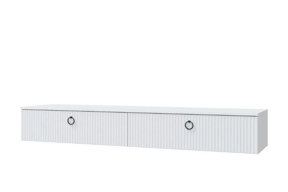 Тумба под телевизор подвесная Белое сияние/Белый бриллиант , Шарлиз, 180х44,6х25 см