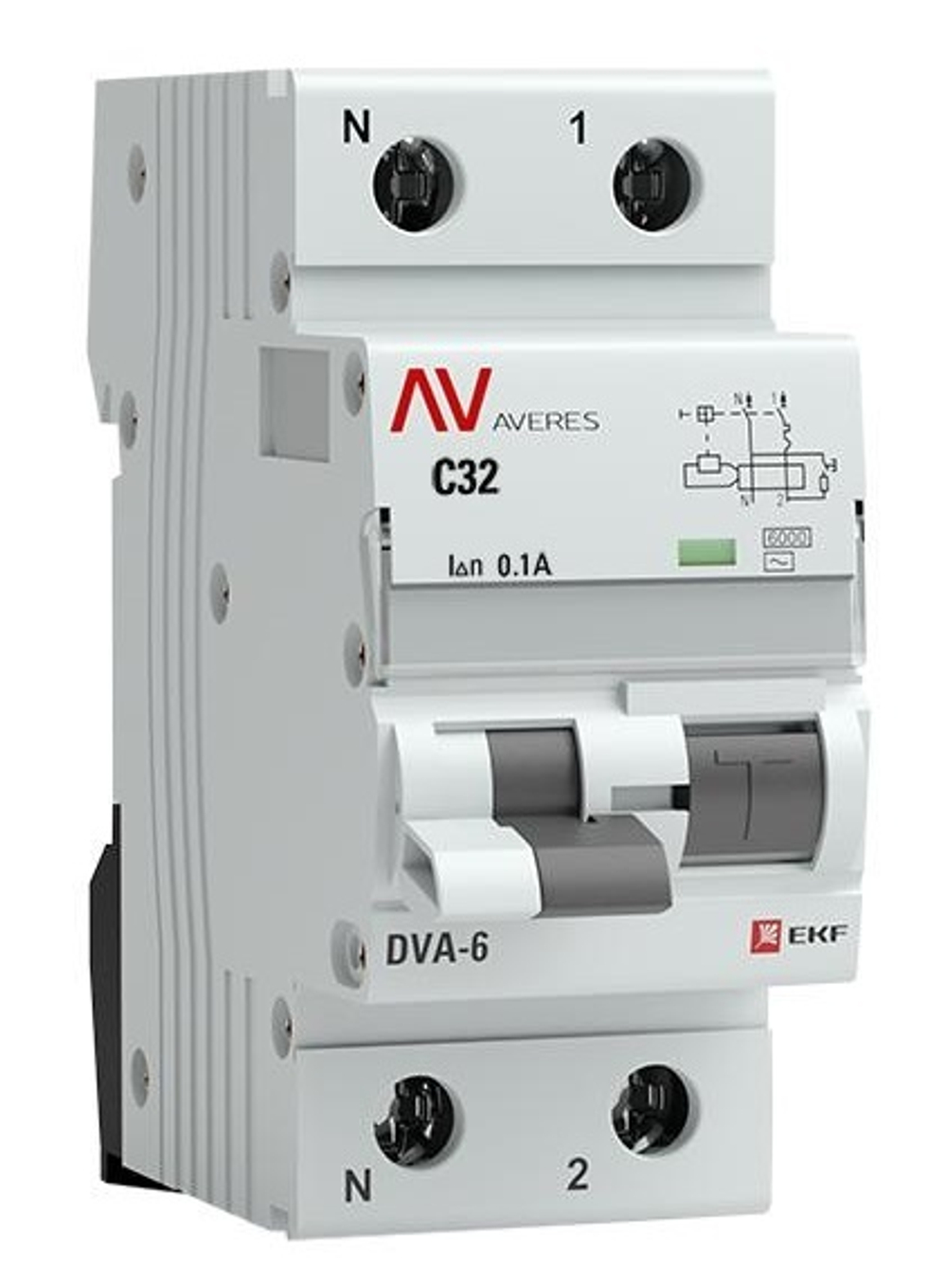 Автомат дифференциальный EKF rcbo6-1pn-32C-100-ac-av