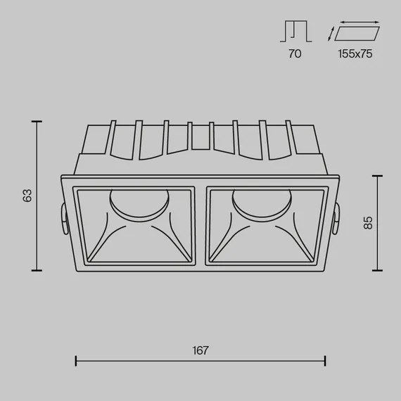 Встраиваемый светильник Technical DL043-02-15W4K-SQ-W