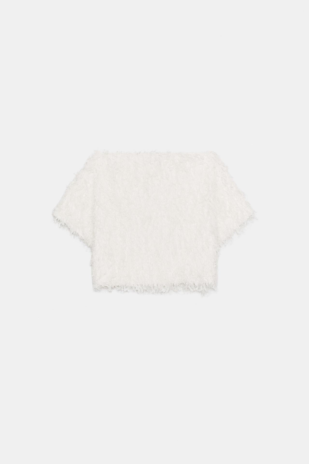 ZARA ТРИКОТАЖНЫЙ ТОП С БАХРОМОЙ, ЭКРЮ