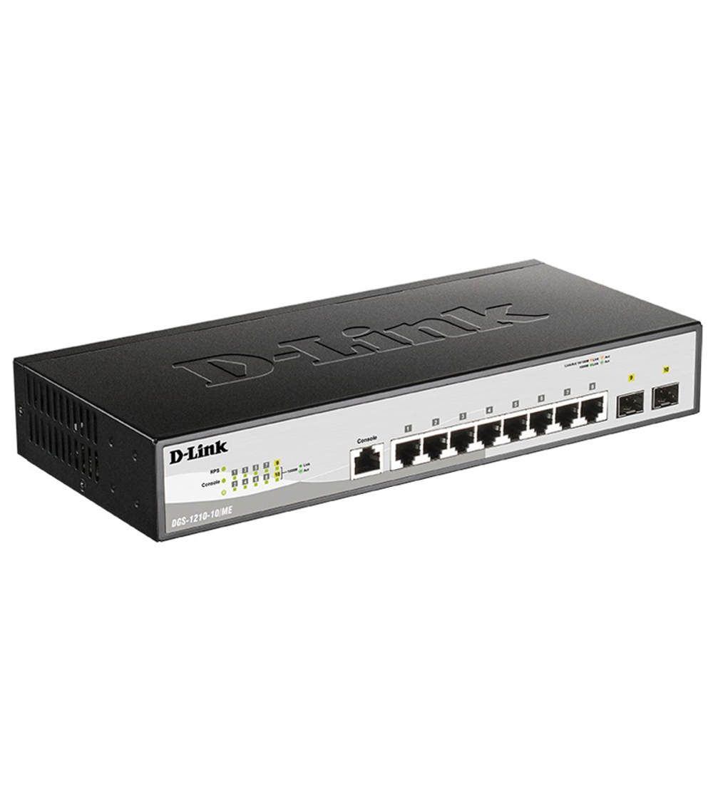 D-Link Managed L2 Metro Ethernet Switch 8x1000Base-T, 2x1000Base-X SFP, Surge 6KV, CLI, RJ45 Console, RPS, Dying Gasp