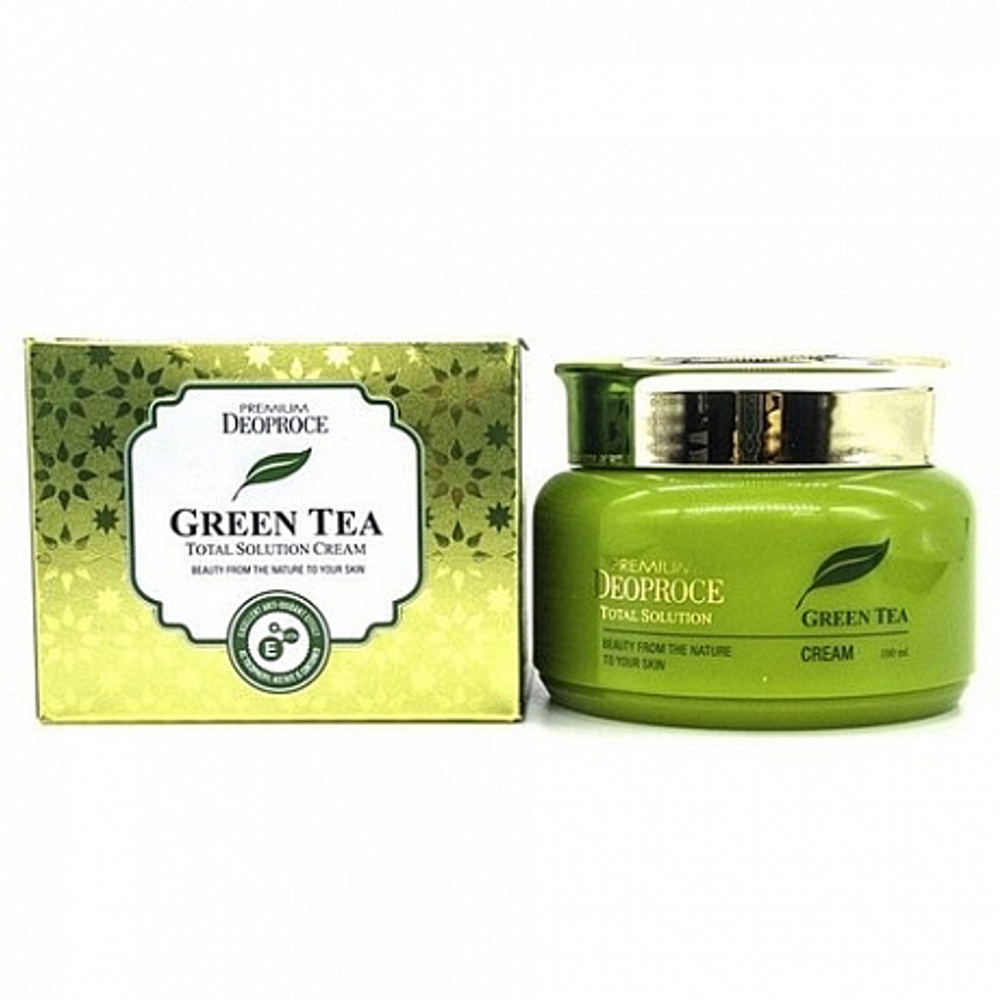 Deoproce Premium Green Tea Total Solution Cream 100 ml - увлажняющий крем с зеленым чаем