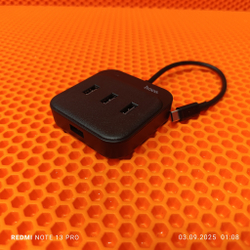 USB-разветвитель Hoco HB31 4USB 0.2 м на Type-C черный