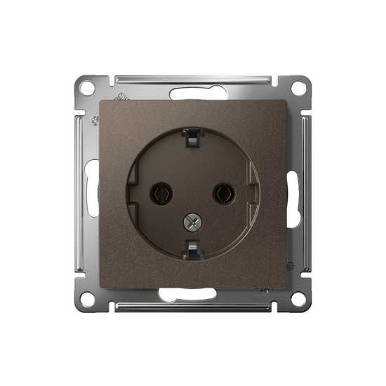 Розетка 1-м СП AtlasDesign 16А IP20 с заземл. механизм мокко SE ATN000643