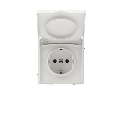 Розетка силовая, 2P+E, с з/ш, с крышкой, IP44, KANT, белый песок