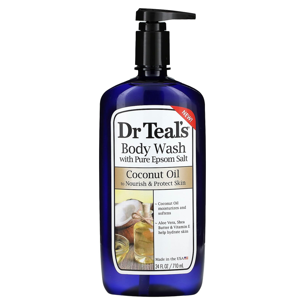 Dr. Teal's, гель для душа, с чистой английской солью, кокосовым маслом, 710 мл (24 жидк. унции)