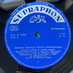 Винтажная виниловая пластинка LP Jaroslav Vodrazka Organ Improvisations Органные Импровизации (Чехословакия 1970)