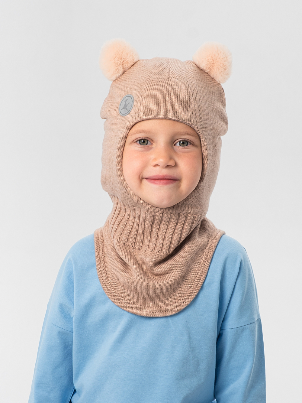 Шлем зимний вязаный (Бархатный беж) МИО