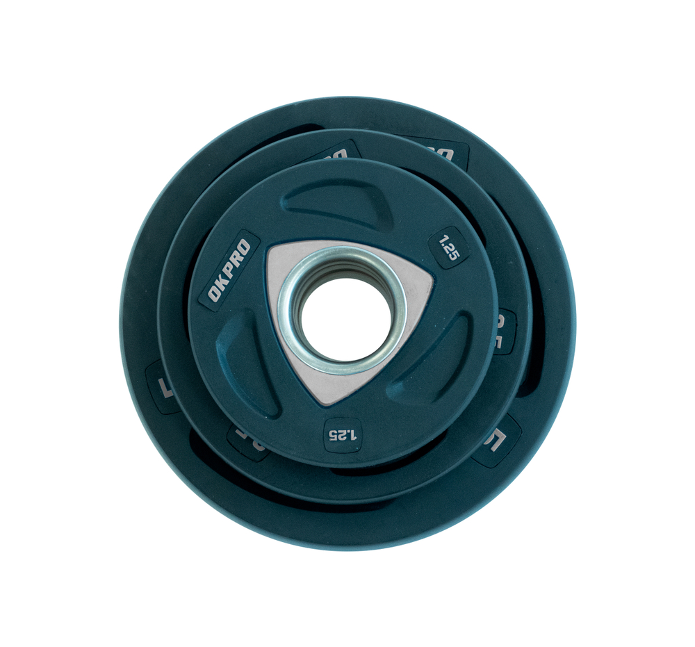 Диск олимпийский полиуретановый 5 кг OKPRO серый лого