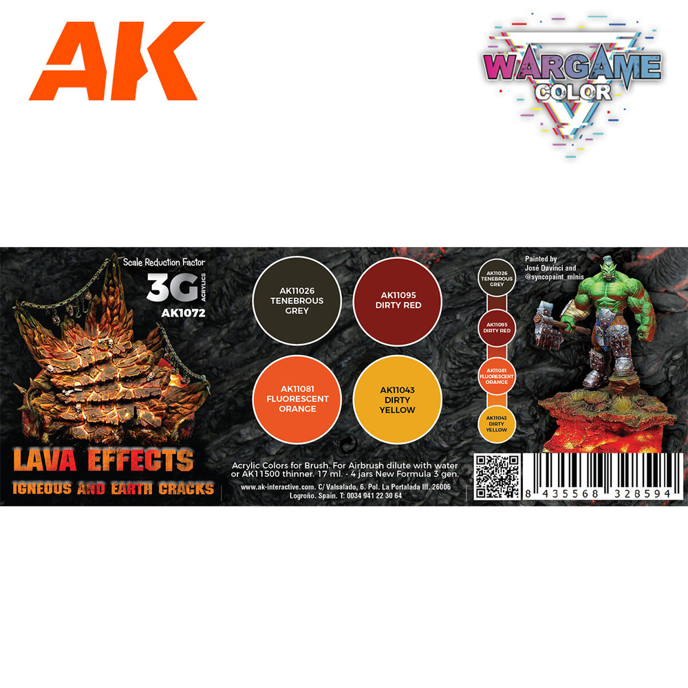 Набор красок AK interactive Wargame Color Set Lava Effects