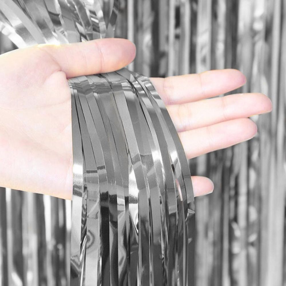 Занавес Дождик Серебро, Металлик, 100*300 см, 1 шт.