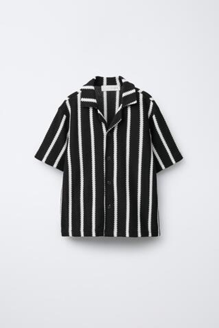 ZARA РУБАШКА В ПОЛОСКУ, ЭКРЮ/ЧЕРНЫЙ