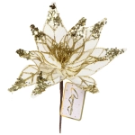 Украшение новогоднее «Пуансеттия - Искристый цветок» 20 см, Золото